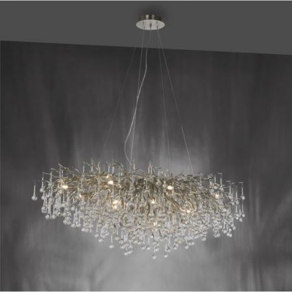 Paul Neuhaus 2031-55 - Ljuskrona med textilsladd ICICLE 15xG9/40W/230V 75x150 cm skinande krom
