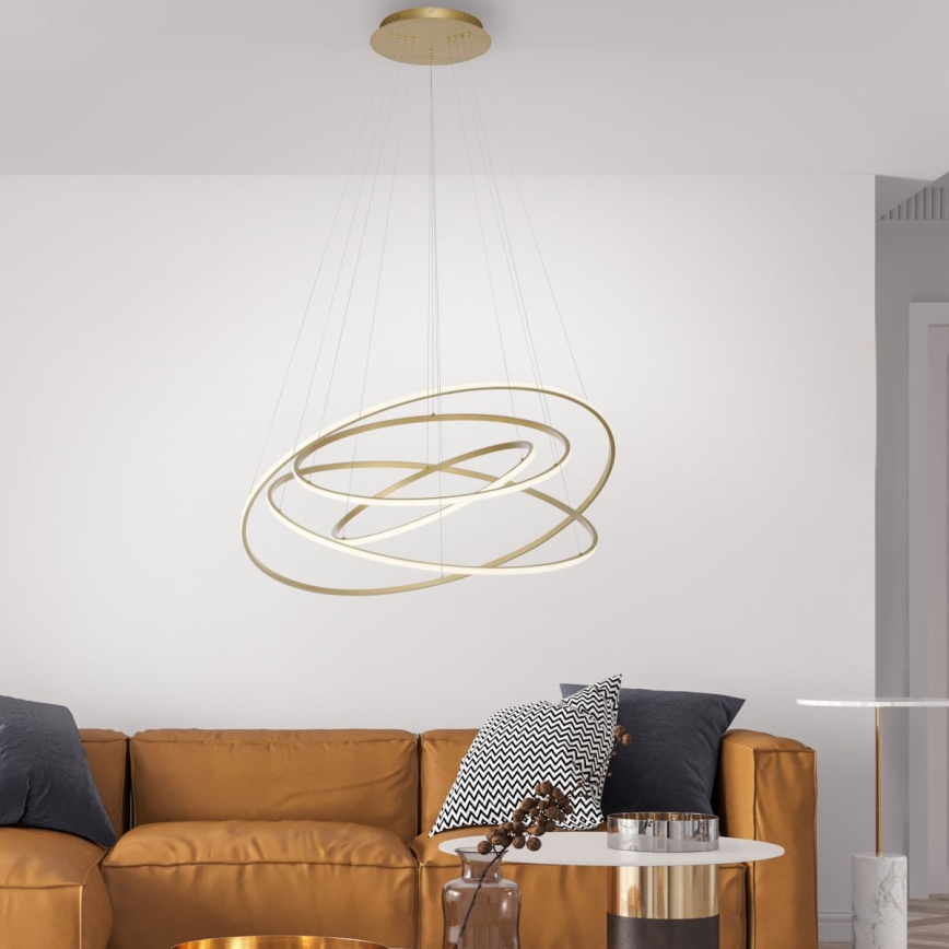Paul Neuhaus 2124-60 - LED ljusreglerad ljuskrona på textilsladd TESSARA LED/97W/230V 2700-5000K + fjärrkontroll