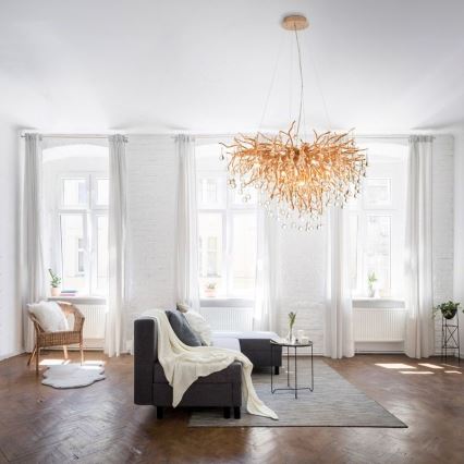 Paul Neuhaus 2192-11 - Ljuskrona med textilsladd ICICLE 10xG9/40W/230V 50x100 cm mässing