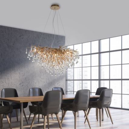 Paul Neuhaus 2192-11 - Ljuskrona med textilsladd ICICLE 10xG9/40W/230V 50x100 cm mässing