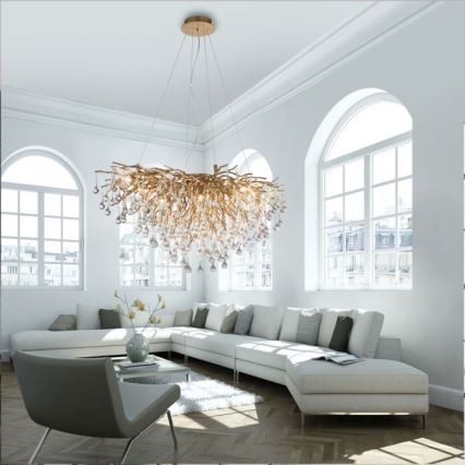 Paul Neuhaus 2192-11 - Ljuskrona med textilsladd ICICLE 10xG9/40W/230V 50x100 cm mässing