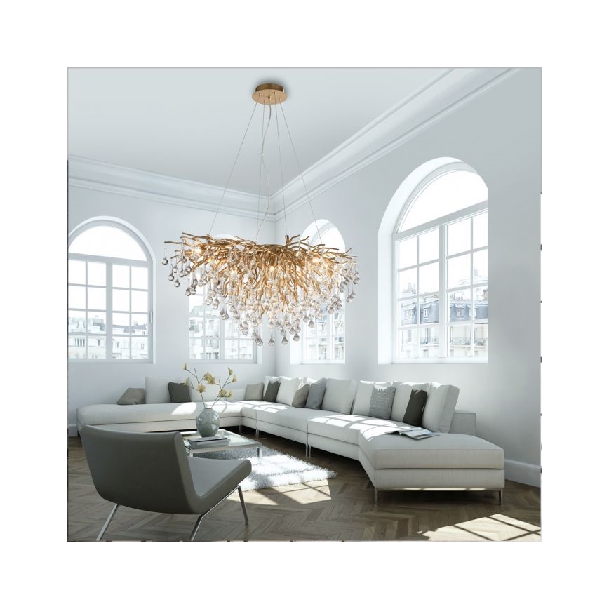 Paul Neuhaus 2192-11 - Ljuskrona med textilsladd ICICLE 10xG9/40W/230V 50x100 cm mässing