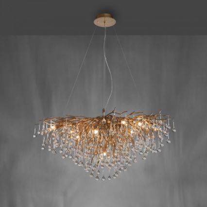 Paul Neuhaus 2192-11 - Ljuskrona med textilsladd ICICLE 10xG9/40W/230V 50x100 cm mässing