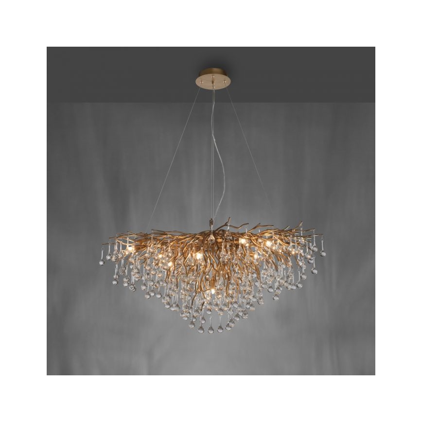Paul Neuhaus 2192-11 - Ljuskrona med textilsladd ICICLE 10xG9/40W/230V 50x100 cm mässing