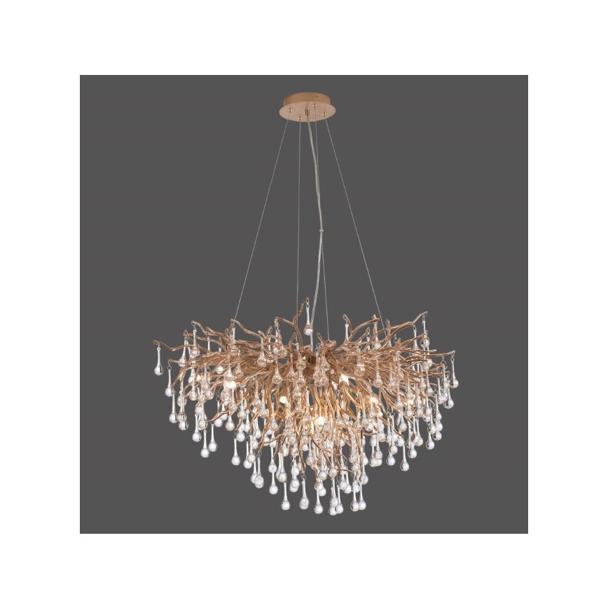 Paul Neuhaus 2192-11 - Ljuskrona med textilsladd ICICLE 10xG9/40W/230V 50x100 cm mässing