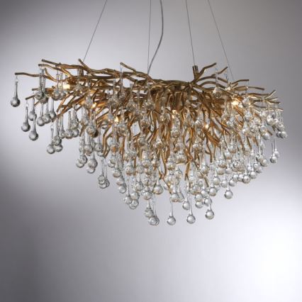 Paul Neuhaus 2192-11 - Ljuskrona med textilsladd ICICLE 10xG9/40W/230V 50x100 cm mässing