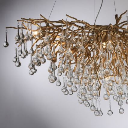 Paul Neuhaus 2192-11 - Ljuskrona med textilsladd ICICLE 10xG9/40W/230V 50x100 cm mässing