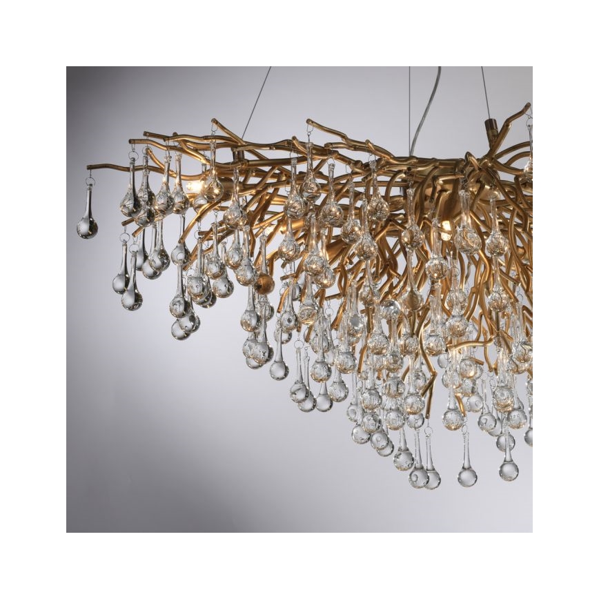 Paul Neuhaus 2192-11 - Ljuskrona med textilsladd ICICLE 10xG9/40W/230V 50x100 cm mässing