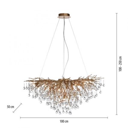 Paul Neuhaus 2192-11 - Ljuskrona med textilsladd ICICLE 10xG9/40W/230V 50x100 cm mässing