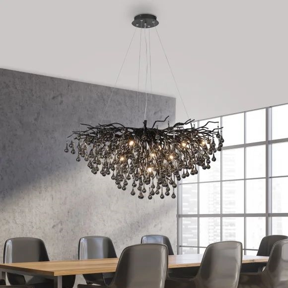 Paul Neuhaus 2192-18 - ICICLE pendellampa på vajer 10xG9/40W/230V 50x100 cm svart