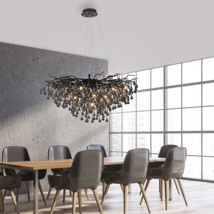 Paul Neuhaus 2192-18 - ICICLE pendellampa på vajer 10xG9/40W/230V 50x100 cm svart