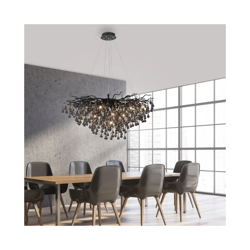 Paul Neuhaus 2192-18 - ICICLE pendellampa på vajer 10xG9/40W/230V 50x100 cm svart