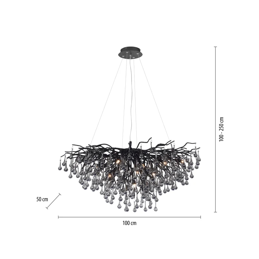 Paul Neuhaus 2192-18 - ICICLE pendellampa på vajer 10xG9/40W/230V 50x100 cm svart