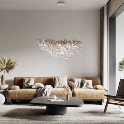 Paul Neuhaus 2192-55 - Ljuskrona med textilsladd ICICLE 10xG9/40W/230V 50x100 cm skinande krom