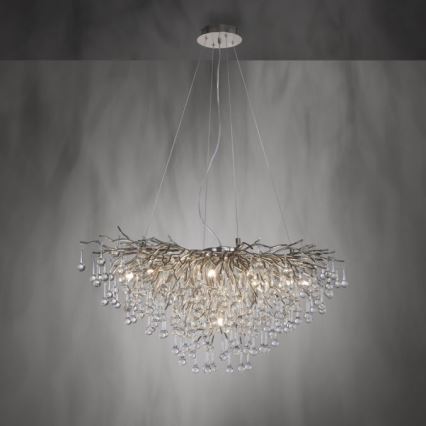 Paul Neuhaus 2192-55 - Ljuskrona med textilsladd ICICLE 10xG9/40W/230V 50x100 cm skinande krom