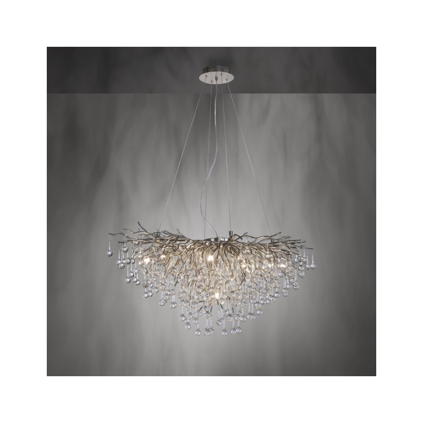 Paul Neuhaus 2192-55 - Ljuskrona med textilsladd ICICLE 10xG9/40W/230V 50x100 cm skinande krom