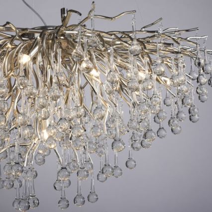Paul Neuhaus 2192-55 - Ljuskrona med textilsladd ICICLE 10xG9/40W/230V 50x100 cm skinande krom