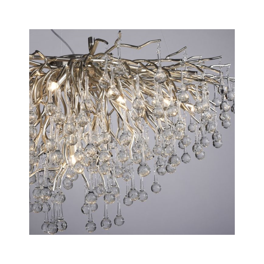 Paul Neuhaus 2192-55 - Ljuskrona med textilsladd ICICLE 10xG9/40W/230V 50x100 cm skinande krom