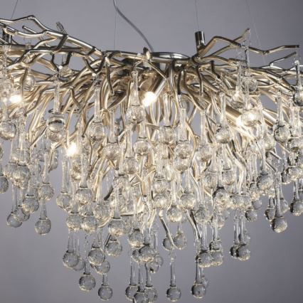 Paul Neuhaus 2192-55 - Ljuskrona med textilsladd ICICLE 10xG9/40W/230V 50x100 cm skinande krom