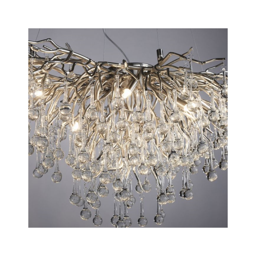 Paul Neuhaus 2192-55 - Ljuskrona med textilsladd ICICLE 10xG9/40W/230V 50x100 cm skinande krom