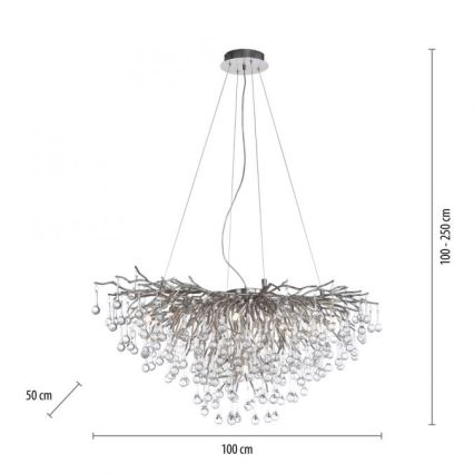 Paul Neuhaus 2192-55 - Ljuskrona med textilsladd ICICLE 10xG9/40W/230V 50x100 cm skinande krom