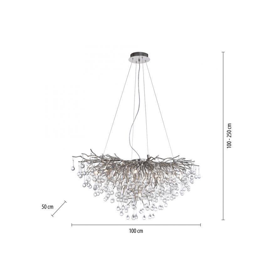 Paul Neuhaus 2192-55 - Ljuskrona med textilsladd ICICLE 10xG9/40W/230V 50x100 cm skinande krom