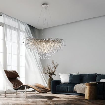 Paul Neuhaus 2192-55 - Ljuskrona med upphängningsrem ICICLE 10xG9/40W/230V skinande krom
