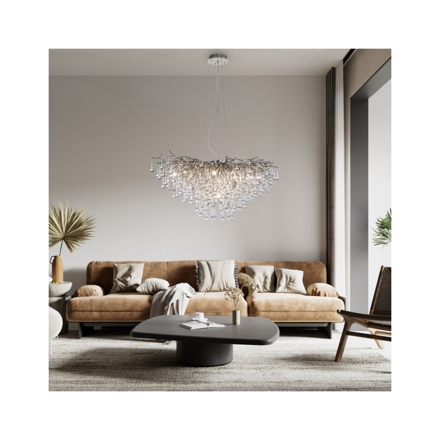 Paul Neuhaus 2192-55 - Ljuskrona med upphängningsrem ICICLE 10xG9/40W/230V skinande krom