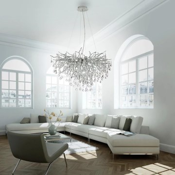 Paul Neuhaus 2192-55 - Ljuskrona med upphängningsrem ICICLE 10xG9/40W/230V skinande krom