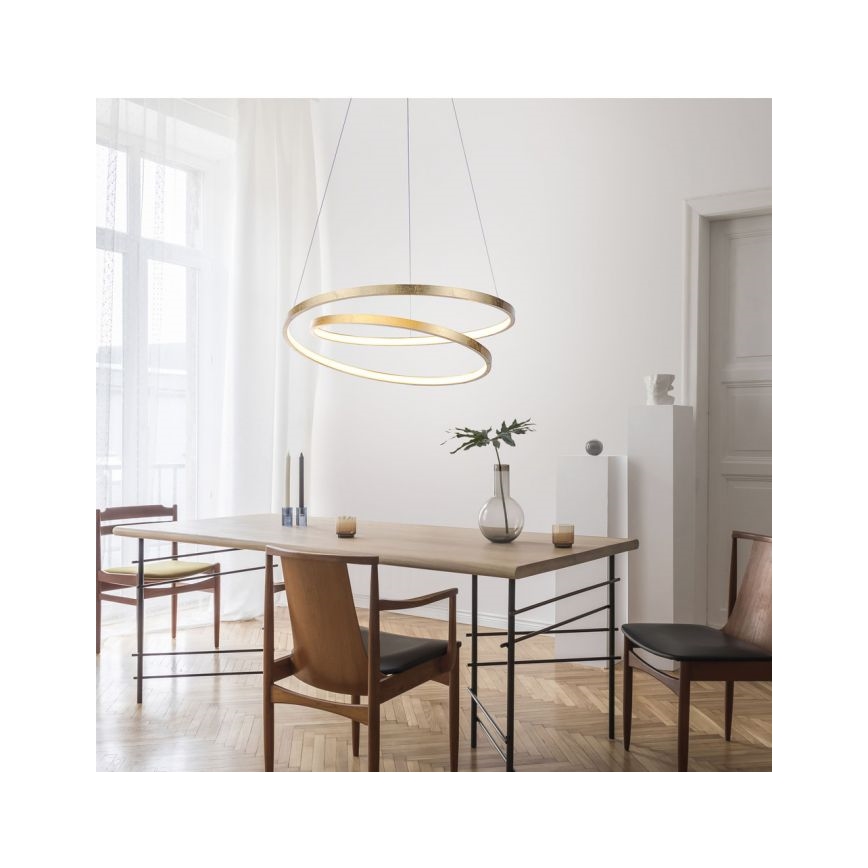 Paul Neuhaus 2472-12 - Dimbar LED-lampakrona med snöre ROMAN LED/30W/230V guld