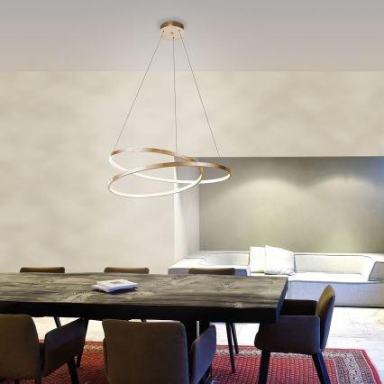 Paul Neuhaus 2472-12 - Dimbar LED-lampakrona med snöre ROMAN LED/30W/230V guld