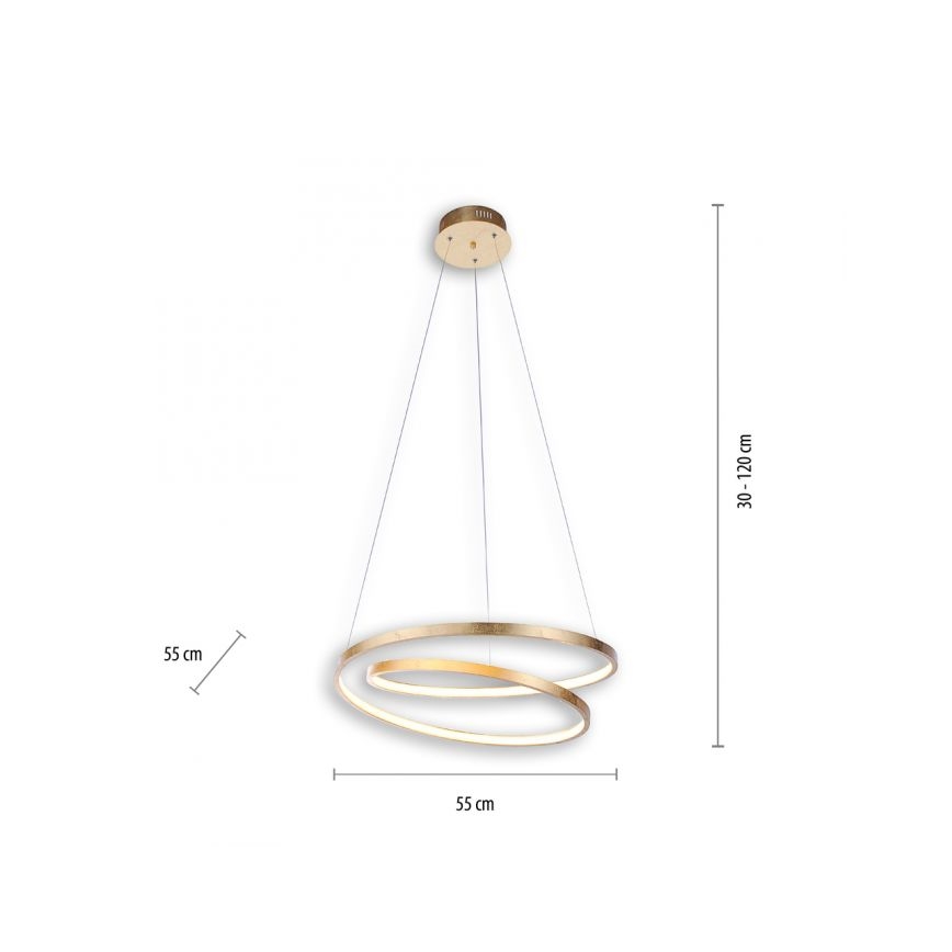 Paul Neuhaus 2472-12 - Dimbar LED-lampakrona med snöre ROMAN LED/30W/230V guld
