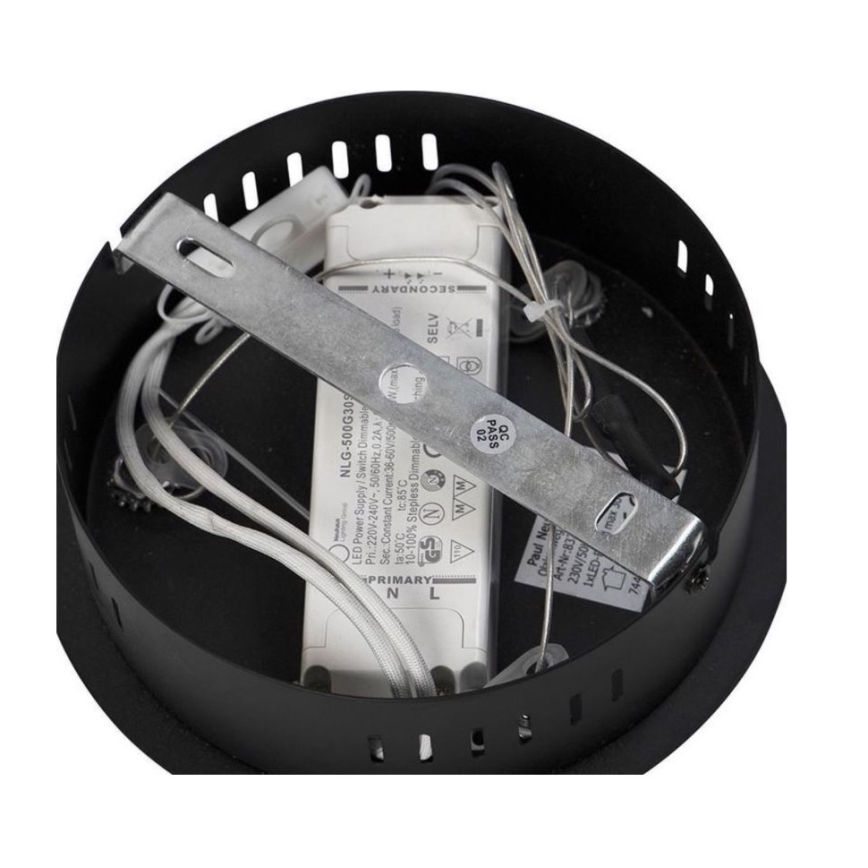 Paul Neuhaus 2472-18 - Dimbar LED-lampakrona med snöre ROMAN LED/30W/230V svart