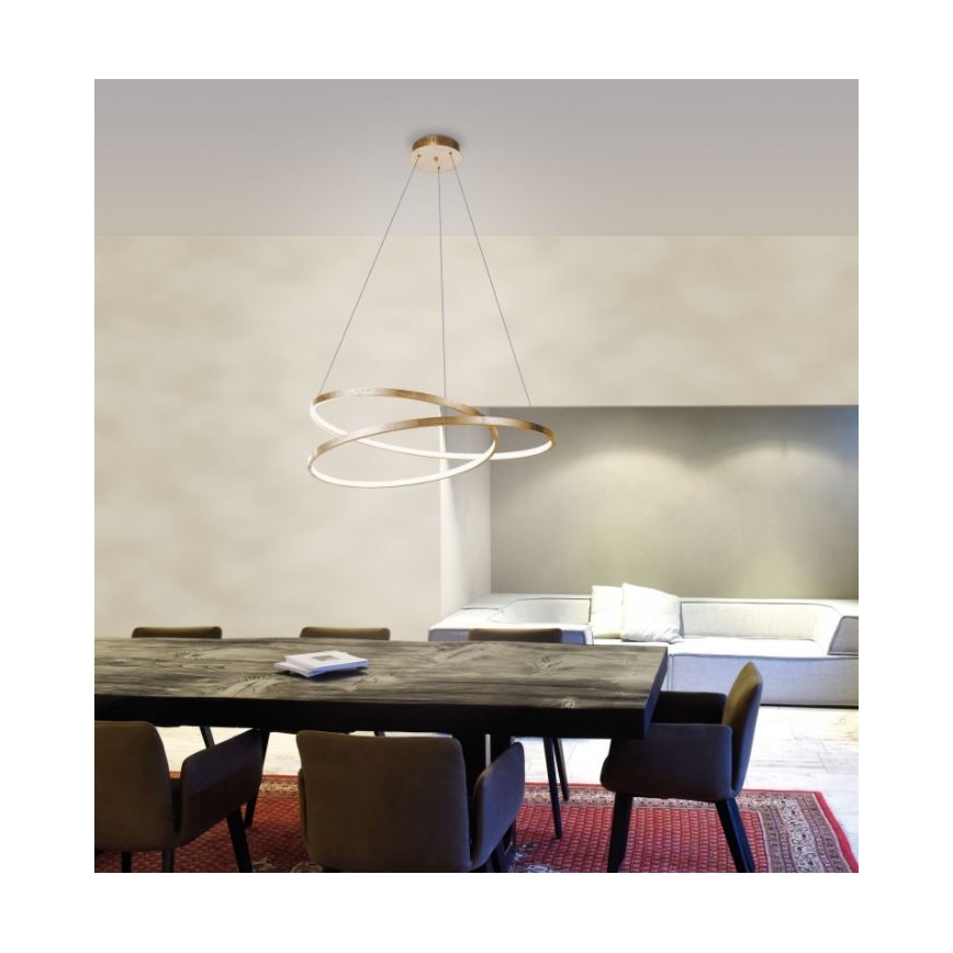 Paul Neuhaus 2474-12 - Dimbar LED-lampakrona med snöre ROMAN LED/40W/230V guld