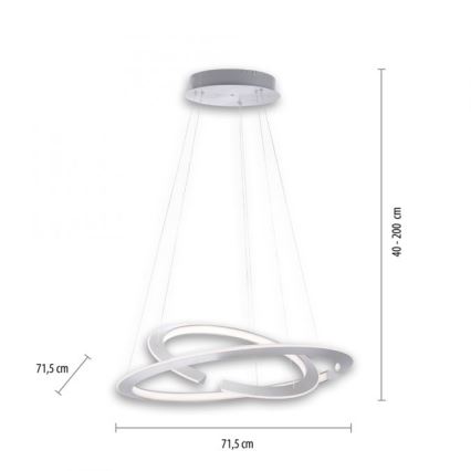 Paul Neuhaus 2491-55 - Dimbar LED-lampakrona med snöre ALESSA 2xLED/26W/230V + Fjärrstyrd