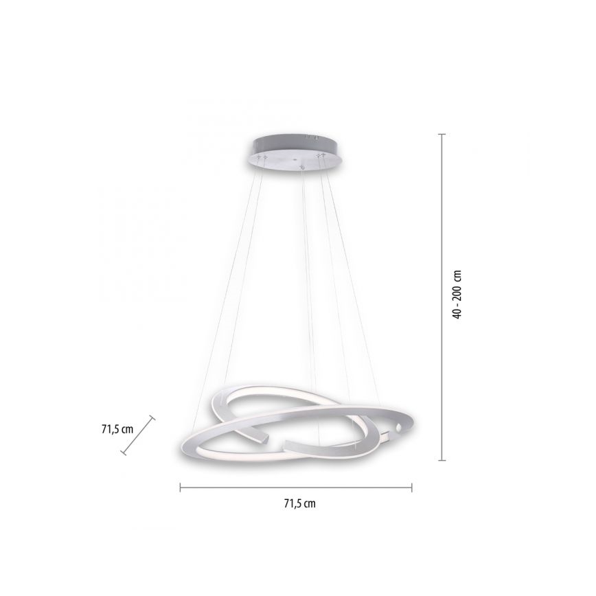 Paul Neuhaus 2491-55 - Dimbar LED-lampakrona med snöre ALESSA 2xLED/26W/230V + Fjärrstyrd