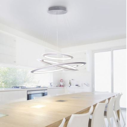 Paul Neuhaus 2493-55 - LED ljusreglerad ljuskrona på textilsladd ALESSA 3xLED/38W/230V + fjärrkontroll