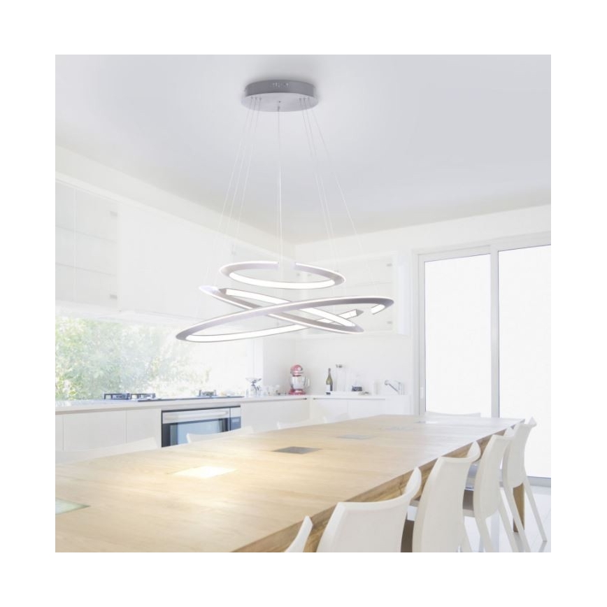 Paul Neuhaus 2493-55 - LED ljusreglerad ljuskrona på textilsladd ALESSA 3xLED/38W/230V + fjärrkontroll