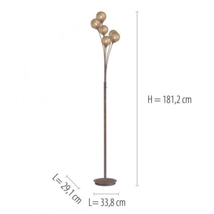 Paul Neuhaus 398-48 - Golvlampa GRETA 6xG9/40W/230V