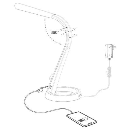 Paul Neuhaus 4591-95 - LED RGB ljusreglerad bordslampa  BILL LED/5,7W/230V 3000-6500K USB + LED/1,6W matt krom