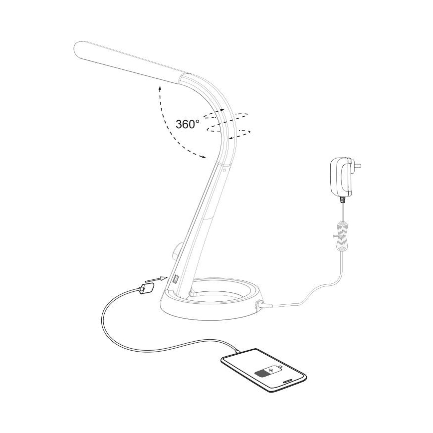 Paul Neuhaus 4591-95 - LED RGB ljusreglerad bordslampa  BILL LED/5,7W/230V 3000-6500K USB + LED/1,6W matt krom