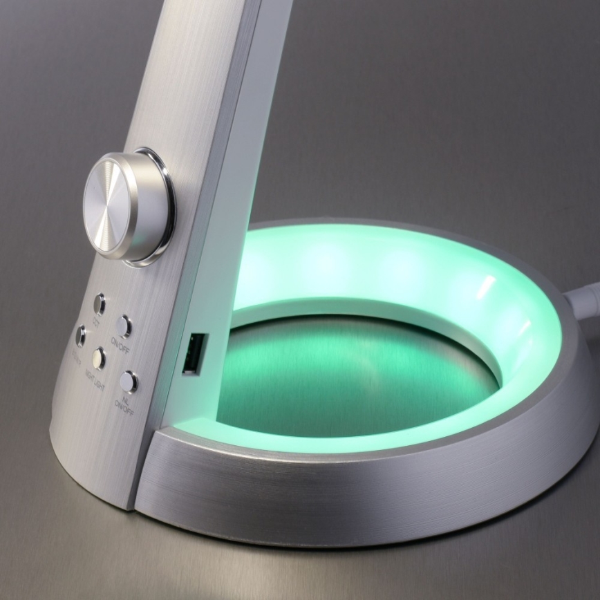 Paul Neuhaus 4591-95 - LED RGB ljusreglerad bordslampa  BILL LED/5,7W/230V 3000-6500K USB + LED/1,6W matt krom