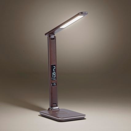 Paul Neuhaus 4595-23 - LED ljusreglerad touch bordslampa  med trådlös laddning  ADRIANO LED/5W/230V brun