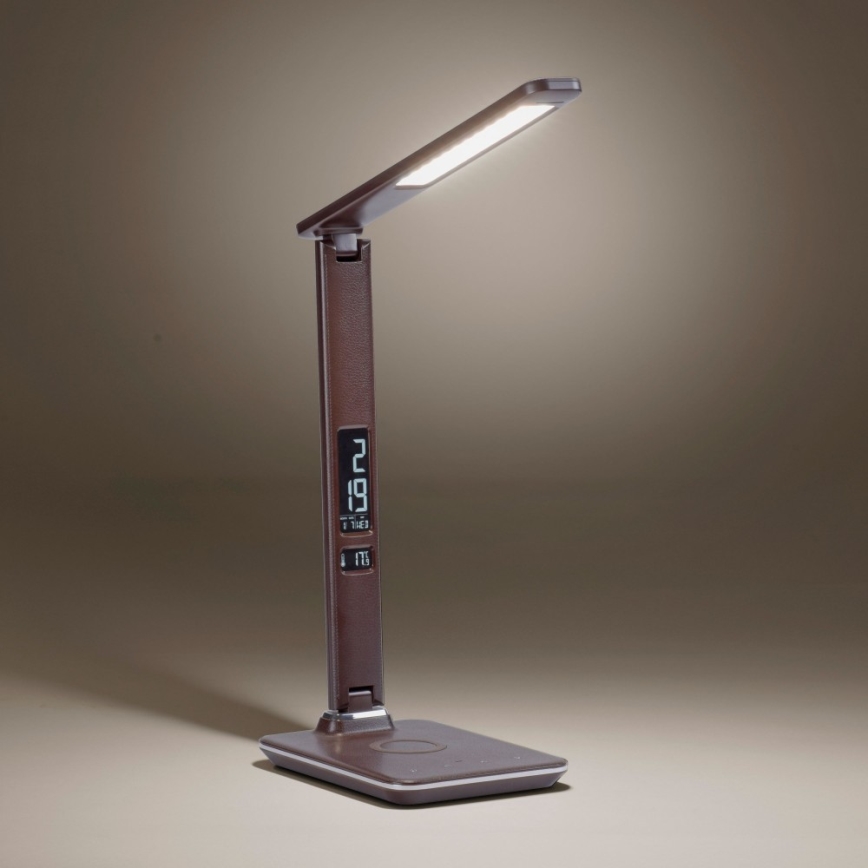 Paul Neuhaus 4595-23 - LED ljusreglerad touch bordslampa  med trådlös laddning  ADRIANO LED/5W/230V brun