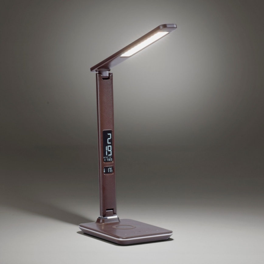 Paul Neuhaus 4595-23 - LED ljusreglerad touch bordslampa  med trådlös laddning  ADRIANO LED/5W/230V brun