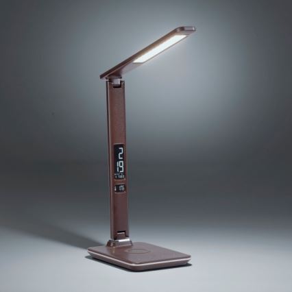 Paul Neuhaus 4595-23 - LED ljusreglerad touch bordslampa  med trådlös laddning  ADRIANO LED/5W/230V brun