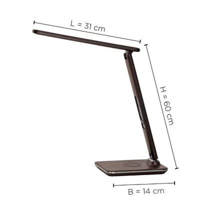 Paul Neuhaus 4595-23 - LED ljusreglerad touch bordslampa  med trådlös laddning  ADRIANO LED/5W/230V brun