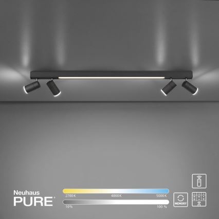 Paul Neuhaus 6121-13 - LED dimbar spotlight PURE 4xLED/4W/230V + LED/9W 2700-5000K + fjärrkontroll