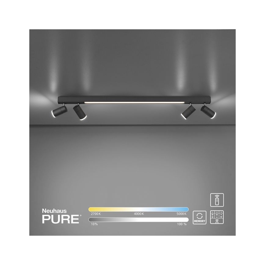 Paul Neuhaus 6121-13 - LED dimbar spotlight PURE 4xLED/4W/230V + LED/9W 2700-5000K + fjärrkontroll