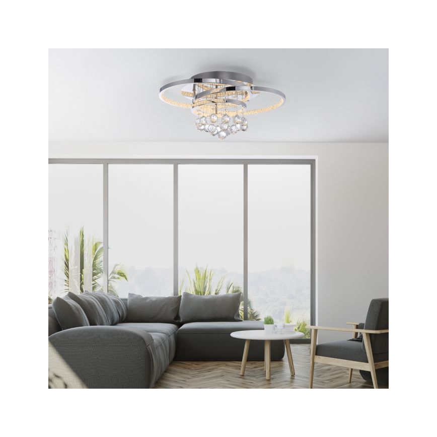 Paul Neuhaus 6267-17 - LED Dimbar taklampa ROTAZO LED/32W/230V diameter 45 cm skinande krom